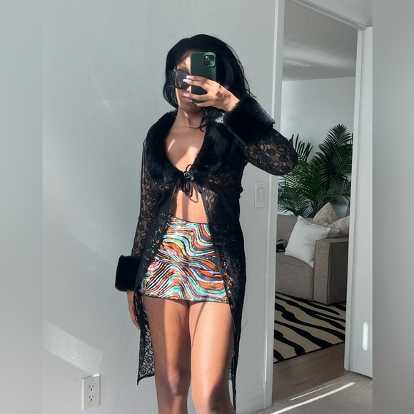 Stylist Cardigan with faux fur detailing - Picture 2 of 2